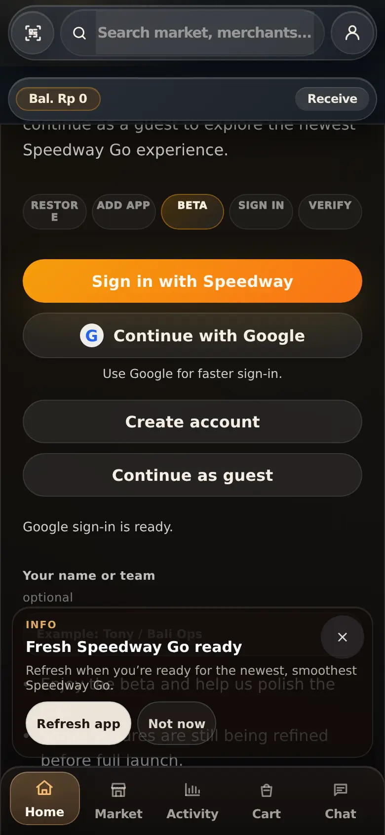 Speedway Go mobile beta preview